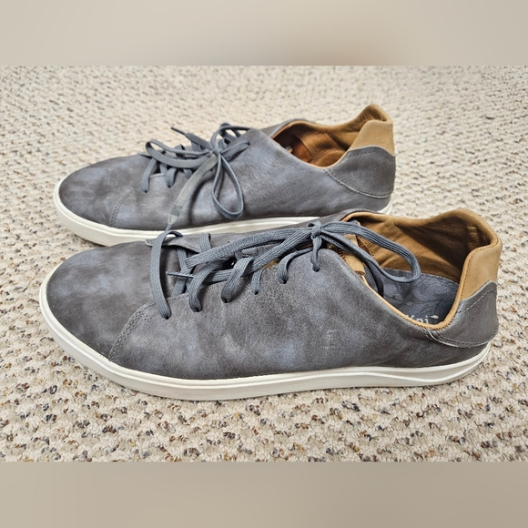 OluKai Lae'Ahi Li'Ili Men's 13 Shoes Marbled Gray Leather Sneaker Lace Up Casual - Picture 1 of 4